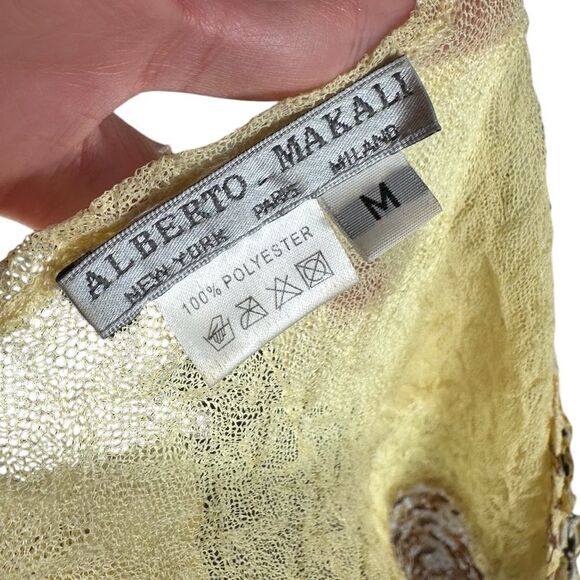 Alberto Makali Y2K Yellow Leopard Print Crinkle Tank Top - Picture 5 of 5